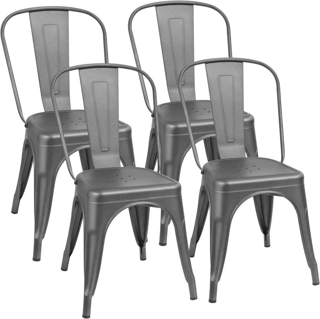 Metal Dining Chairs Set of 4 (Black) E108