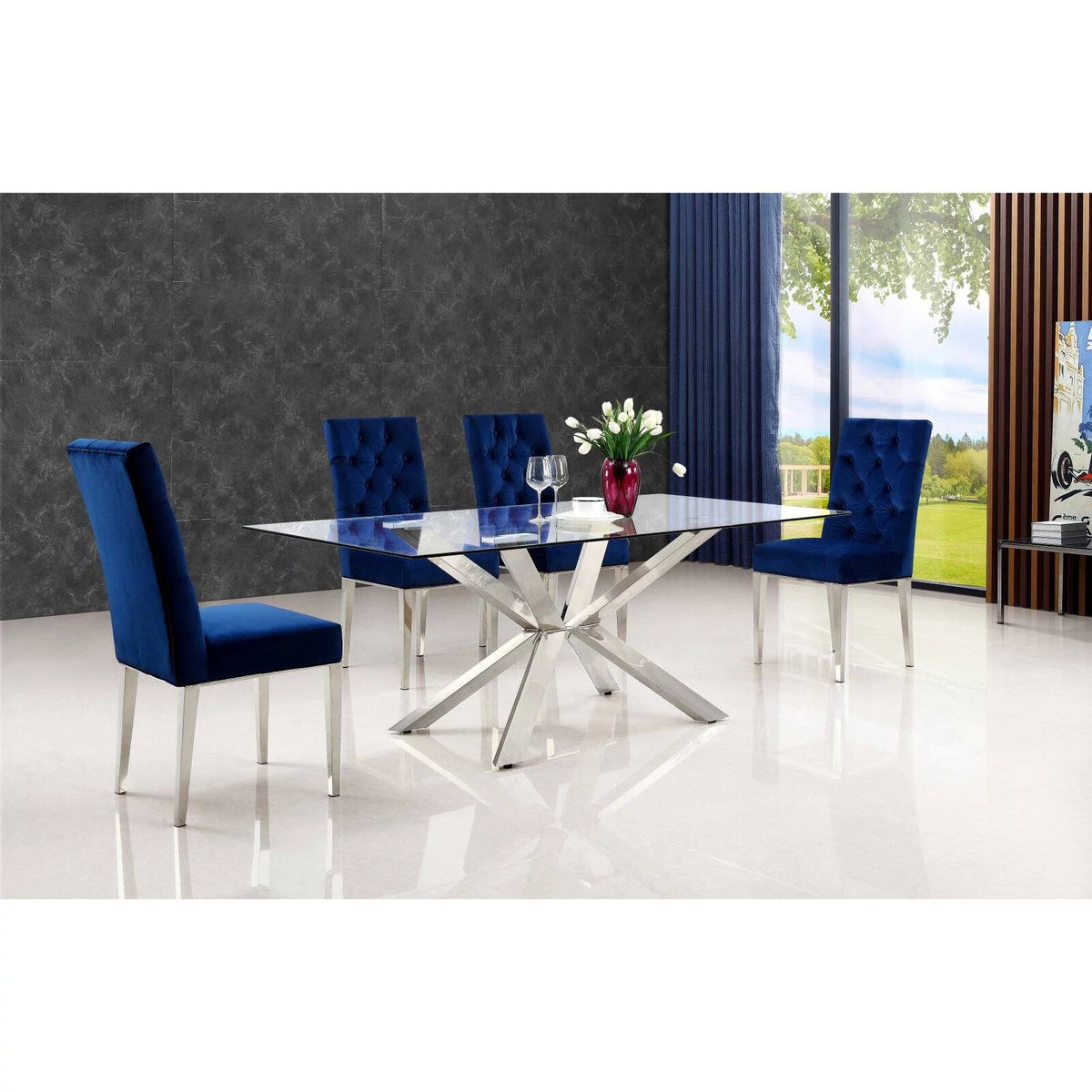 Black Velvet Dining Chair Set of 2 O2512