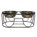 Wrought Iron Stand with Stainless Steel Feeder Bowls M578669