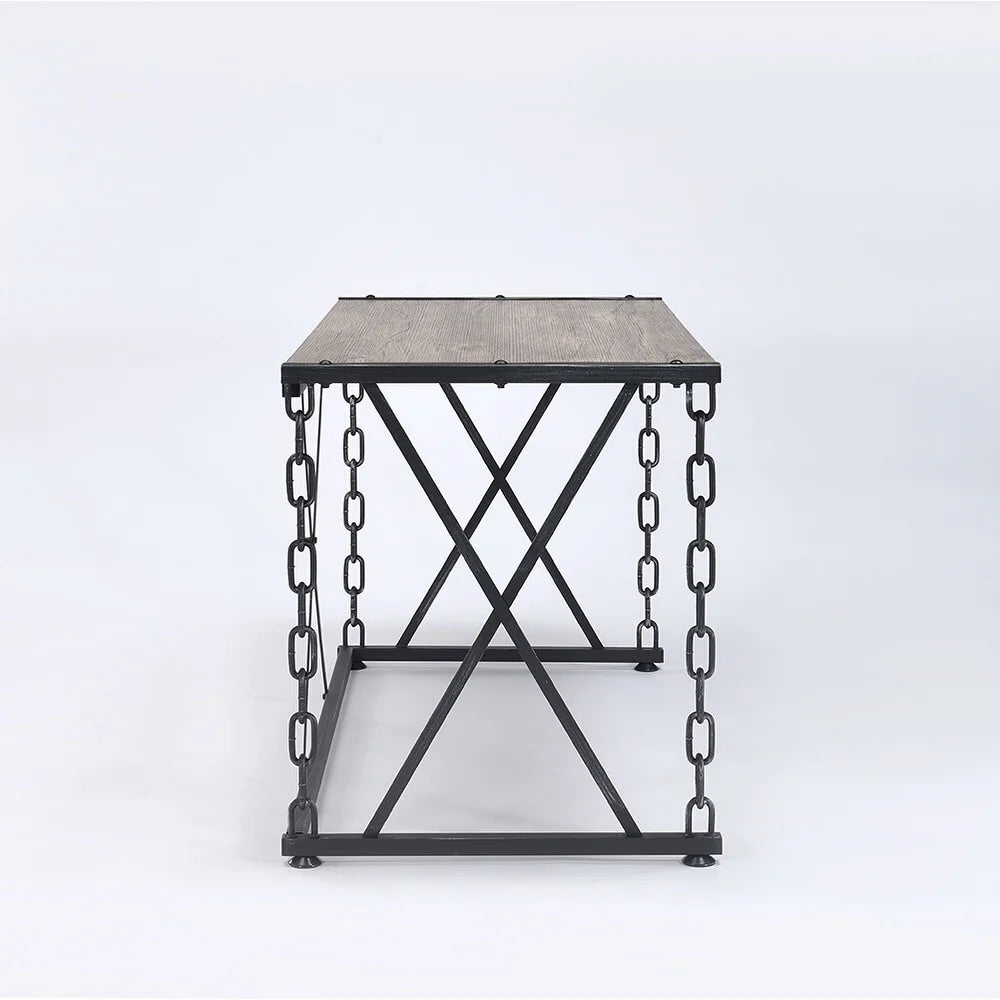 Rustic Oak and Antique Black Rectangular Desk K470