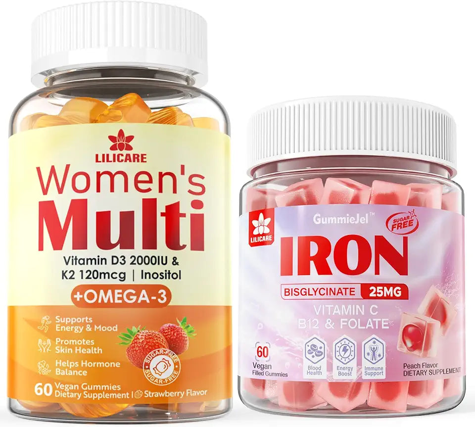 Vegan Iron Gummies + Womens Multivitamin Gummies P45910