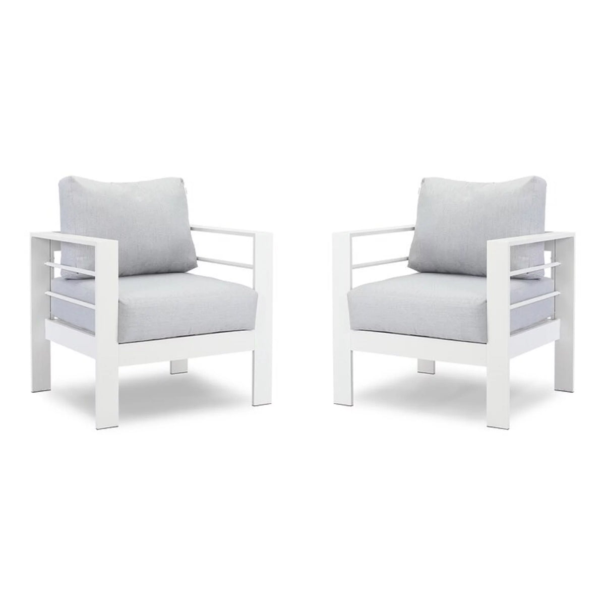 2 Pcs White Aluminum Outdoor Sofa with Cushions B5657