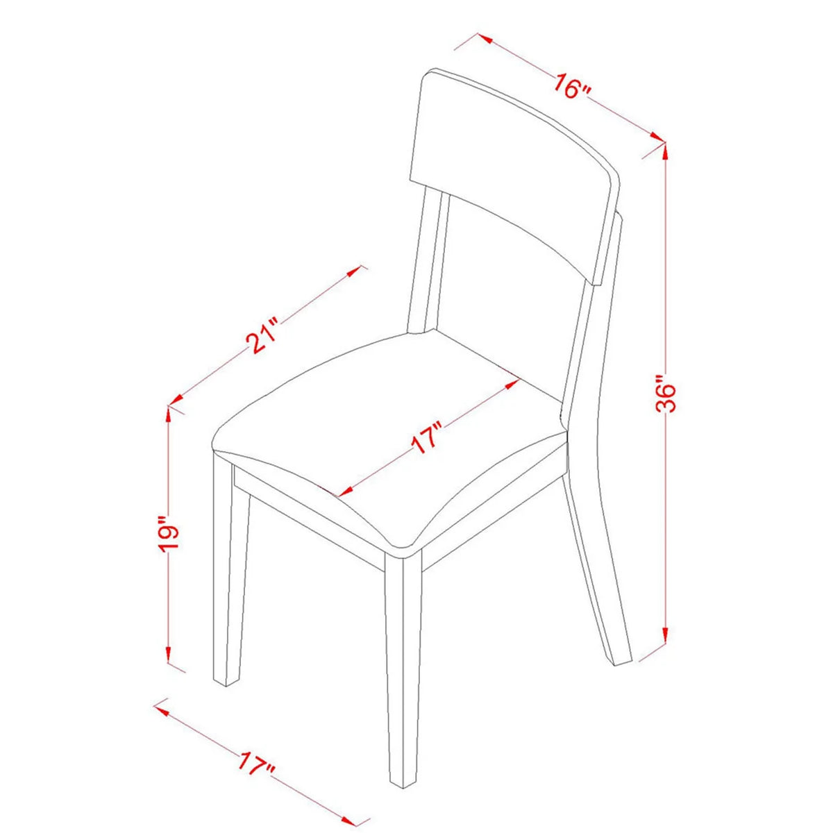 White Wood Slat Back Dining Chair Set of 2 Q60383