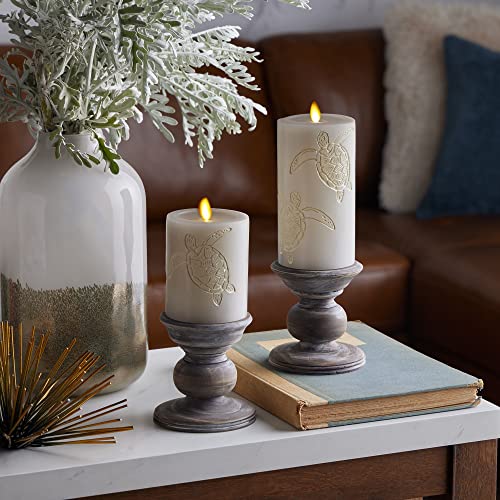 White Pinecone Flameless LED Candle Pillar (3" x 6.5") A45695