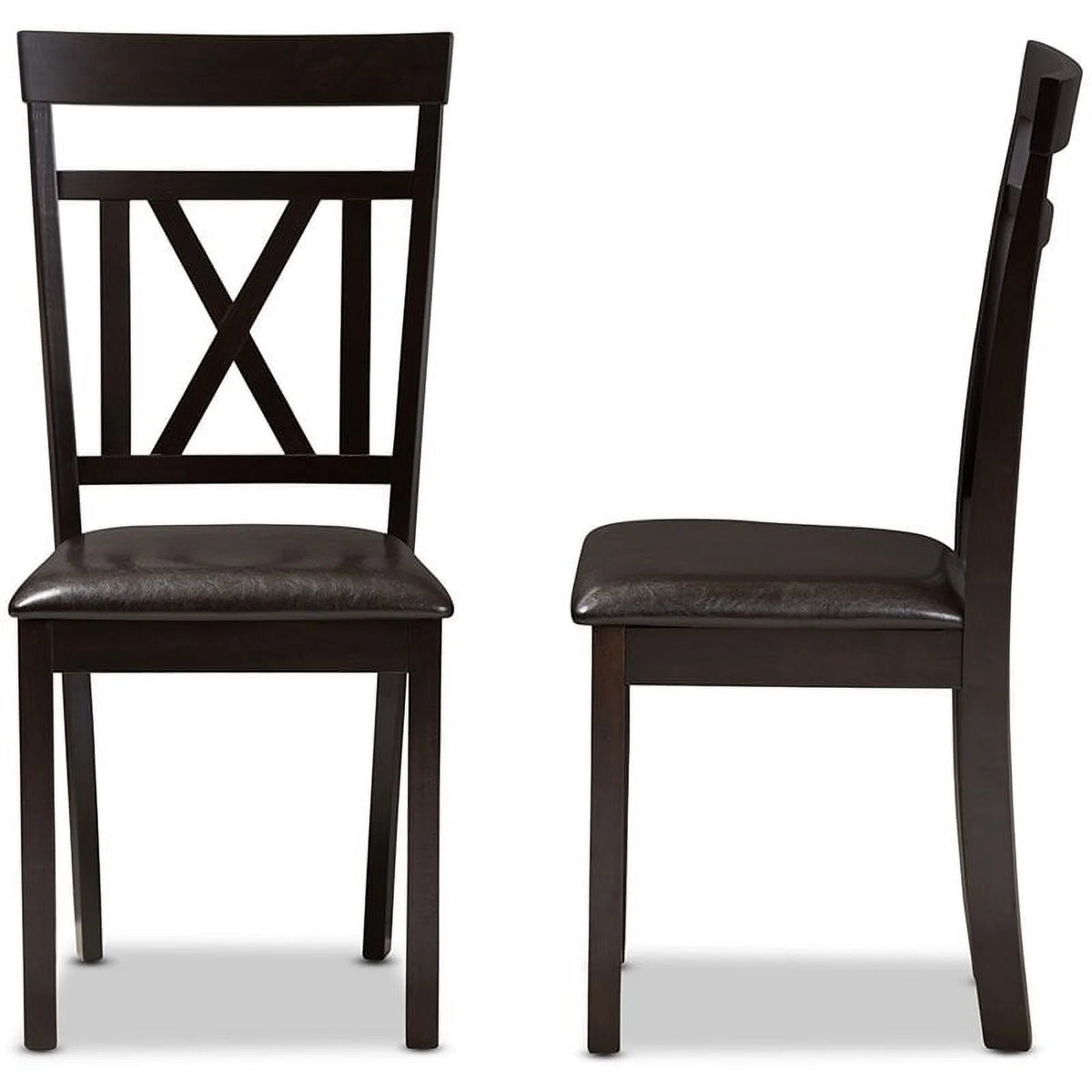 Dark Brown Faux Leather Dining Side Chair Set of 2 C84935