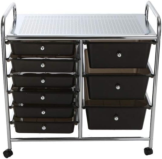 Black 9 Drawer Rolling Storage Cart H7258