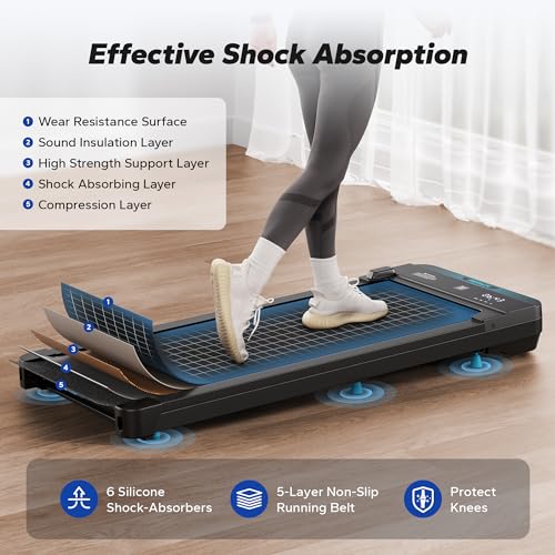 Small Treadmill with Max 3.8MPH 40 dB, 2 in 1 Quiet Portable Mini Treadmill E98775
