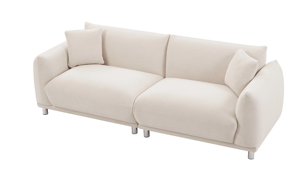 Beige 2 Seater Loveseat Sofa with 2 Pillows F21237