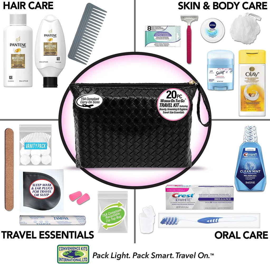20-Piece Travel Size TSA Compliant Cosmetic Bag Kit C9691