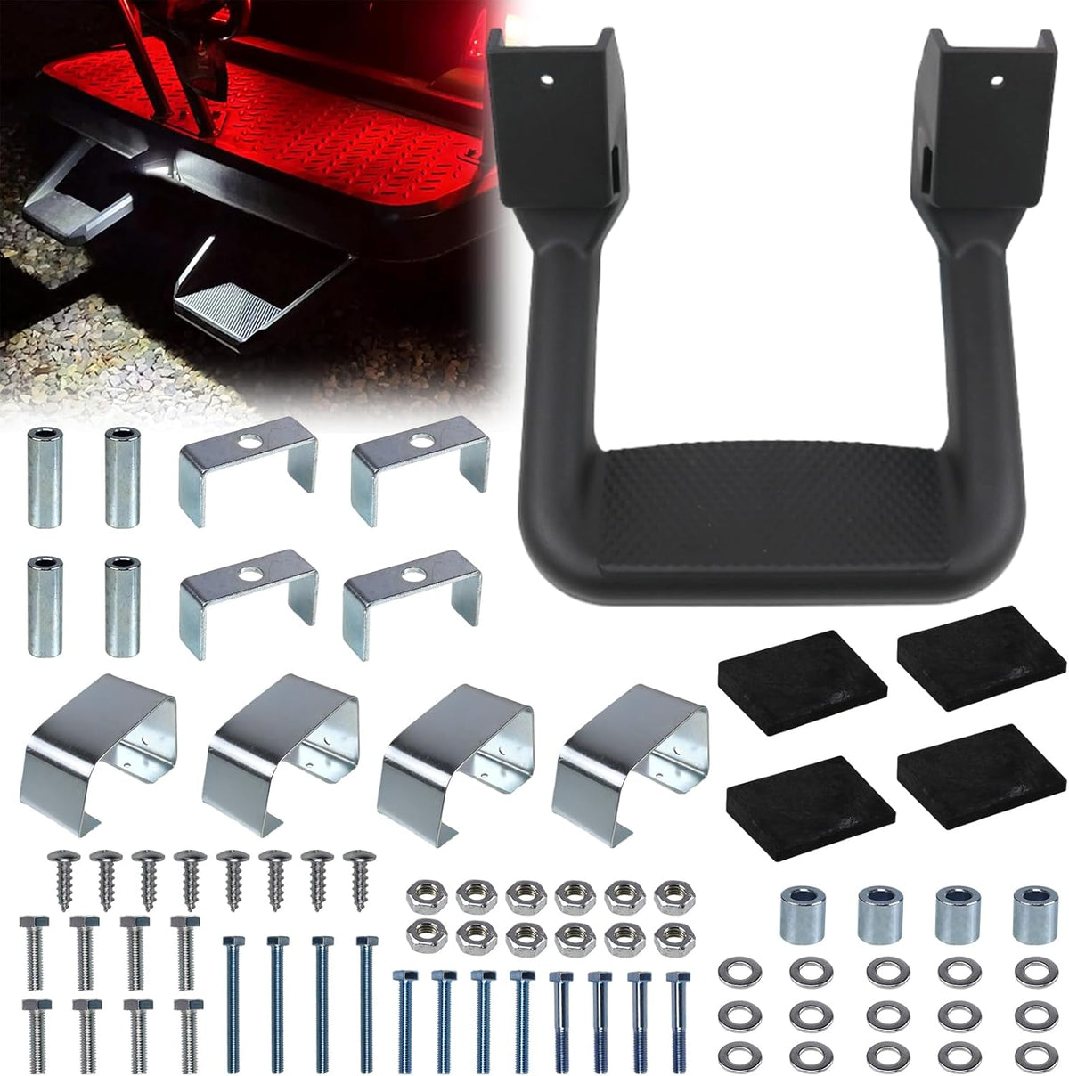 Black Powder Coated Truck Side Step Set - 2 Pieces (1 Pair) with Mounting Brackets N40019