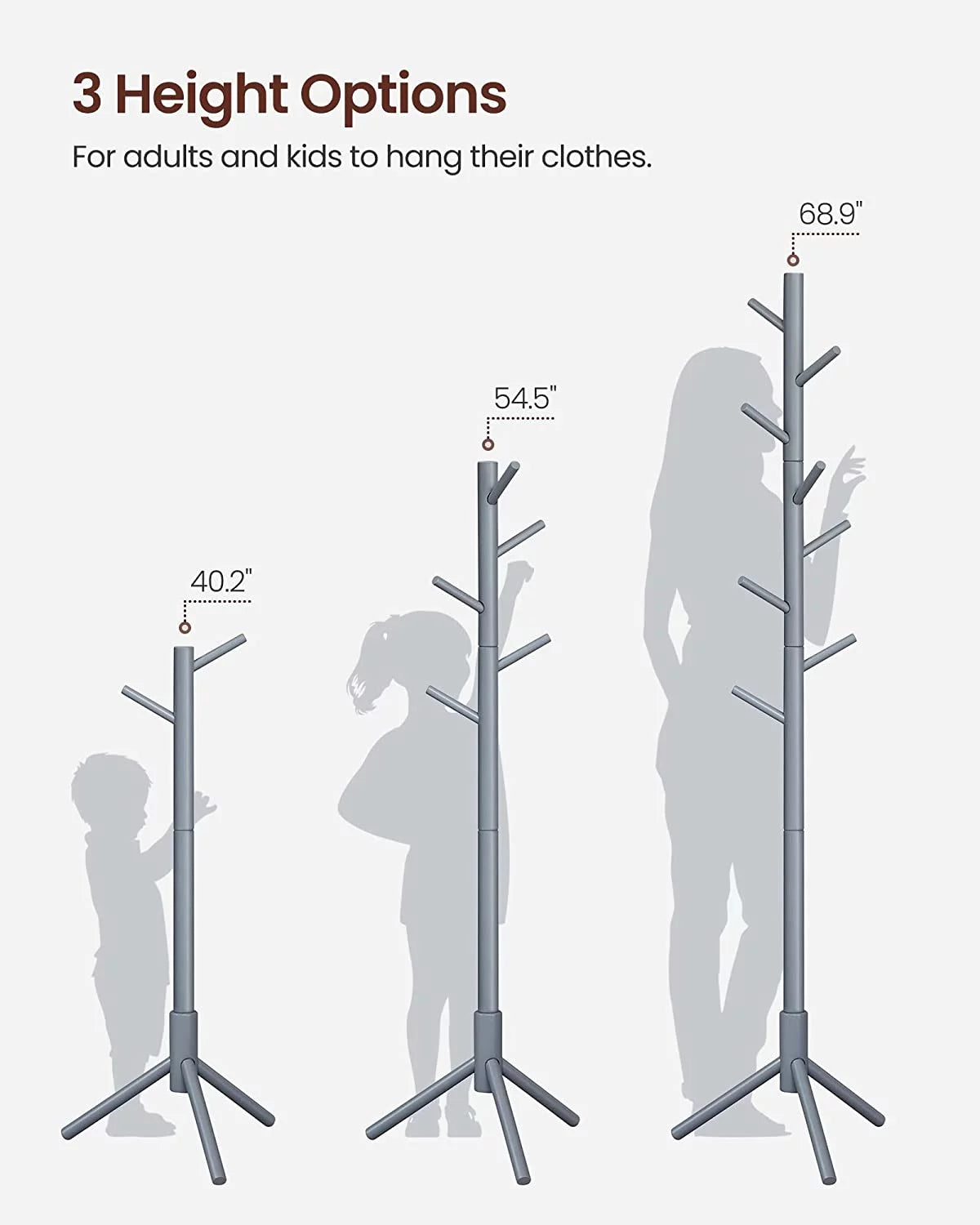 Solid Wood Free Standing Coat Rack with 8 Hooks A726206