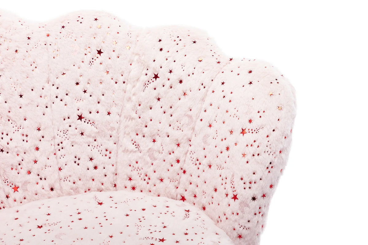 Pink Faux Fur Kids Sofa Chair with Gold Legs F88396