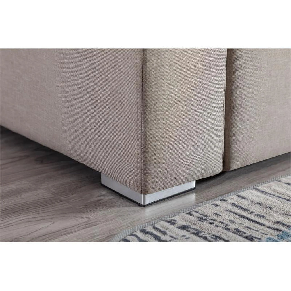 Beige Linen Reversible Sectional Sofa Chaise D1342