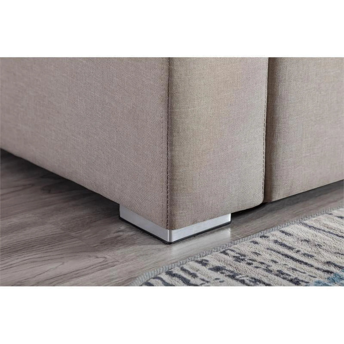 Beige Linen Reversible Sectional Sofa Chaise D1342