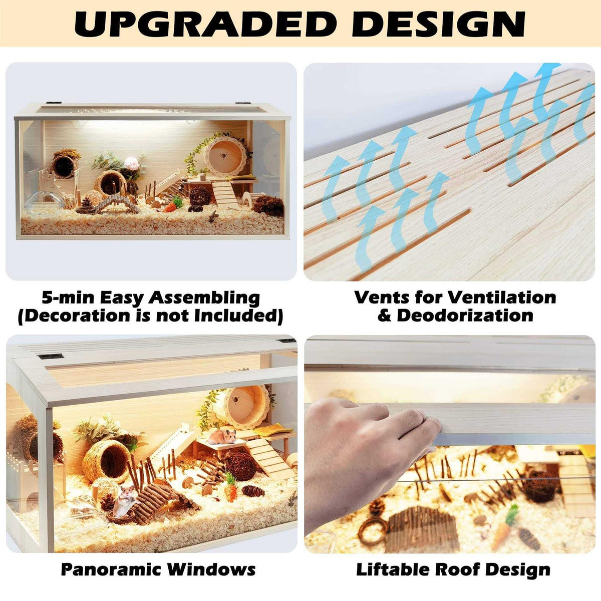 Wooden Hamster Cage with Acrylic Sheets I379