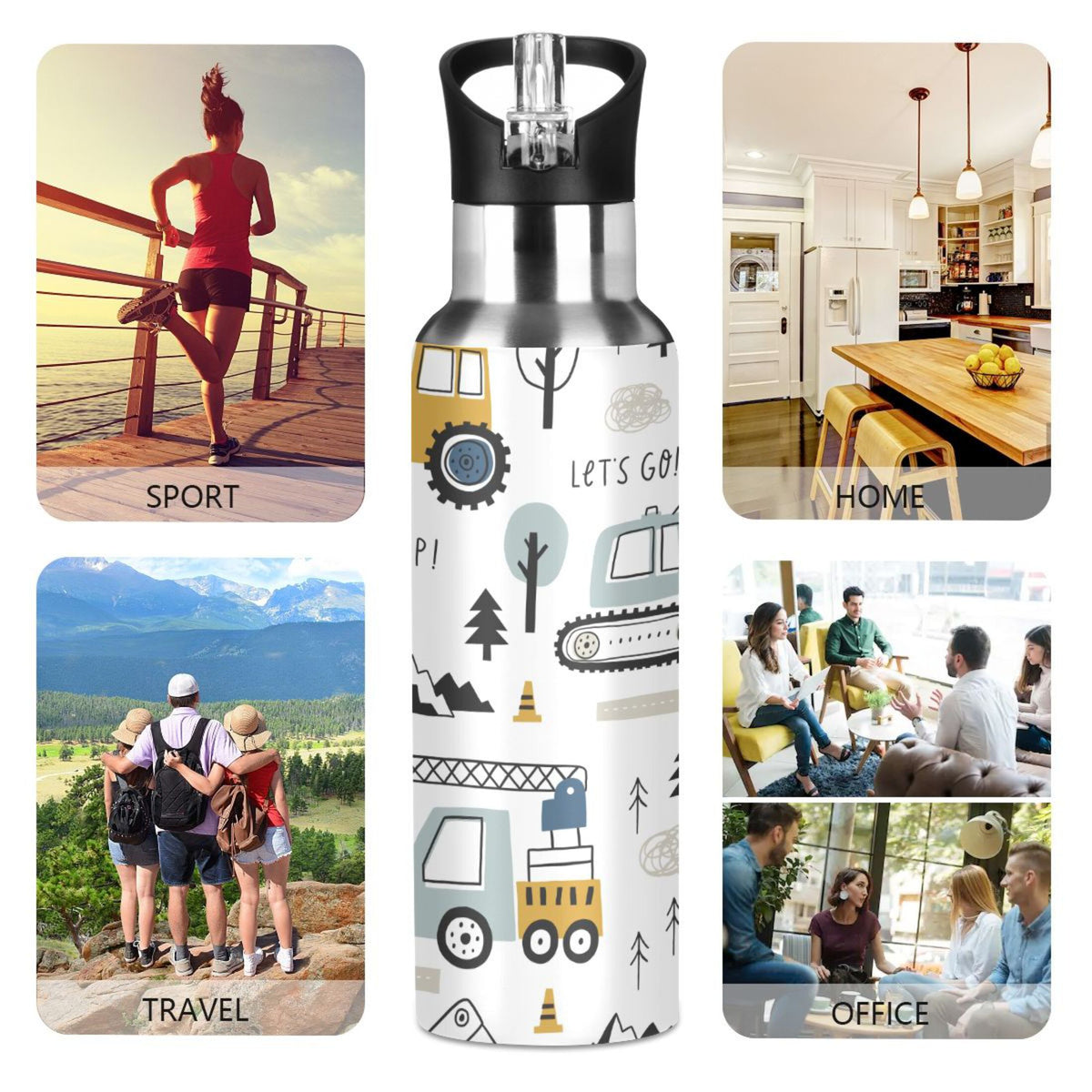 20 OZ Stainless Steel Vacuum Insulated Water Bottle with Straw Lid H813255