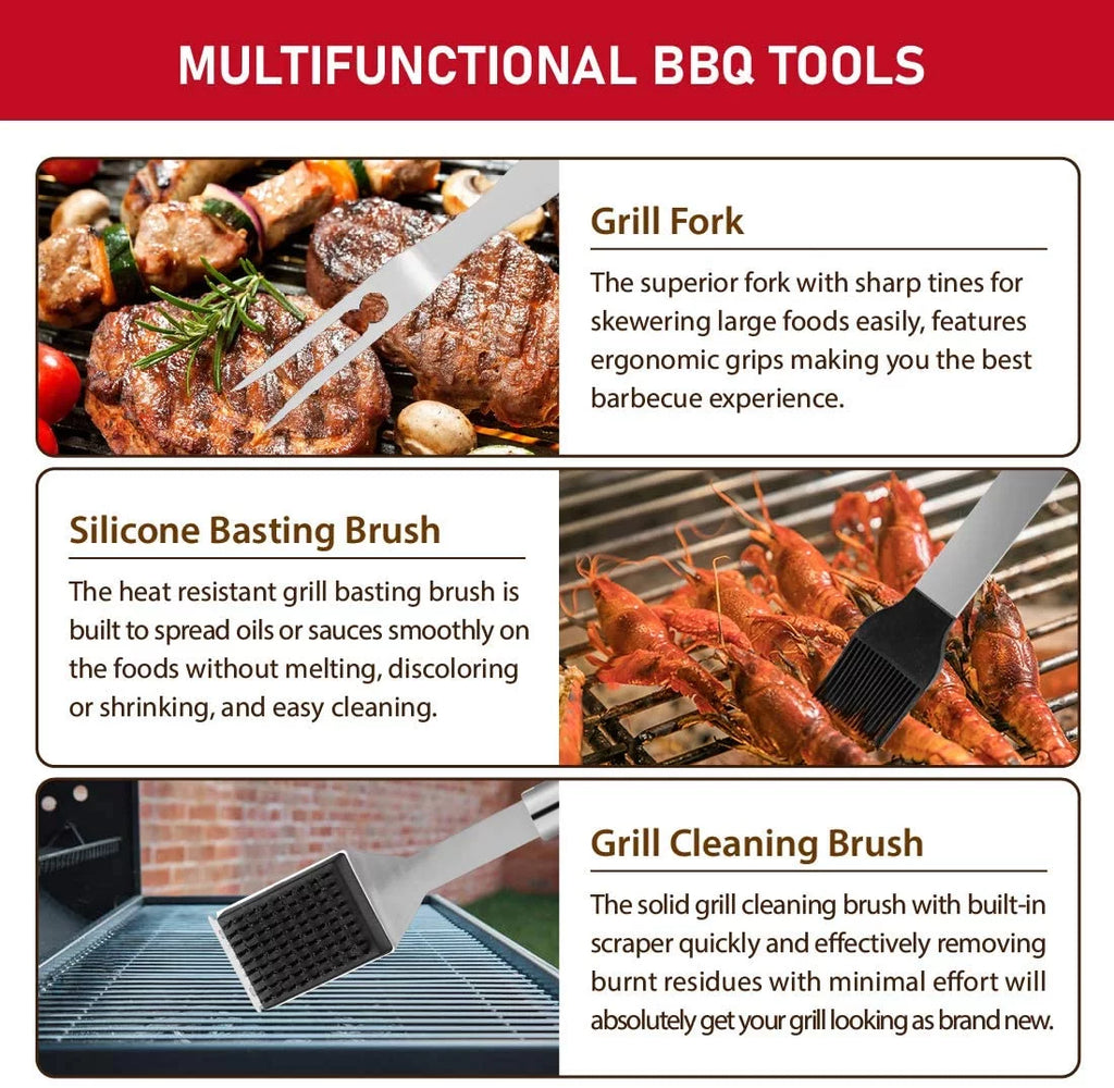 41Pcs Stainless Steel BBQ Grill Tool Set with Storage Bag N146975