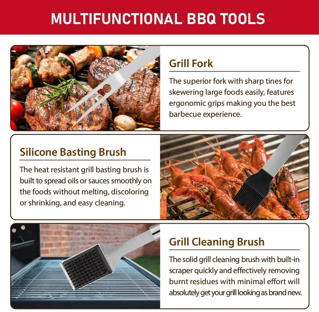 41Pcs Stainless Steel BBQ Grill Tool Set with Storage Bag N146975