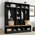Black Hall Tree with Storage Bench and 8 Hooks R737781