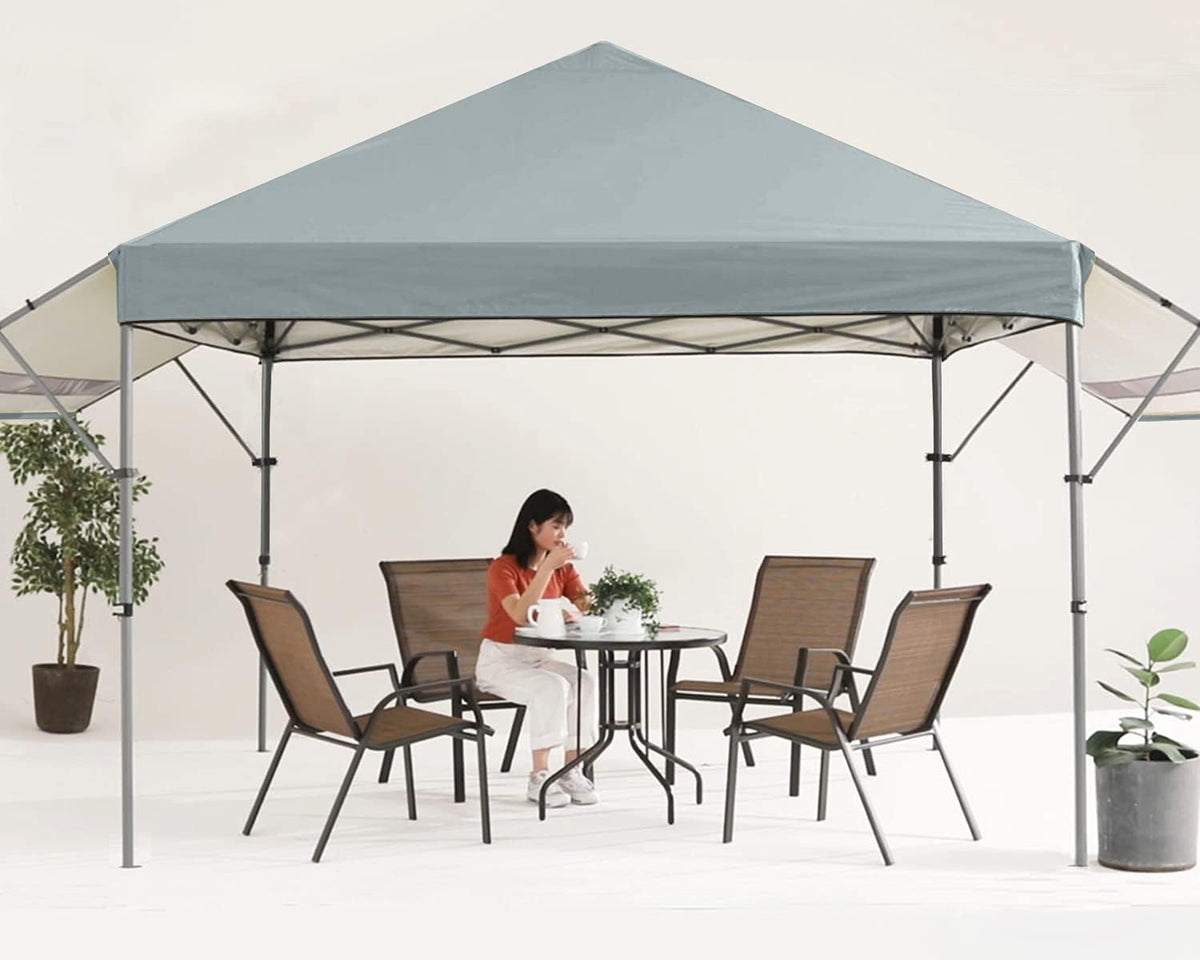 10x10 Pop-up Canopy Tent with Double Awnings Dark Gray Z689