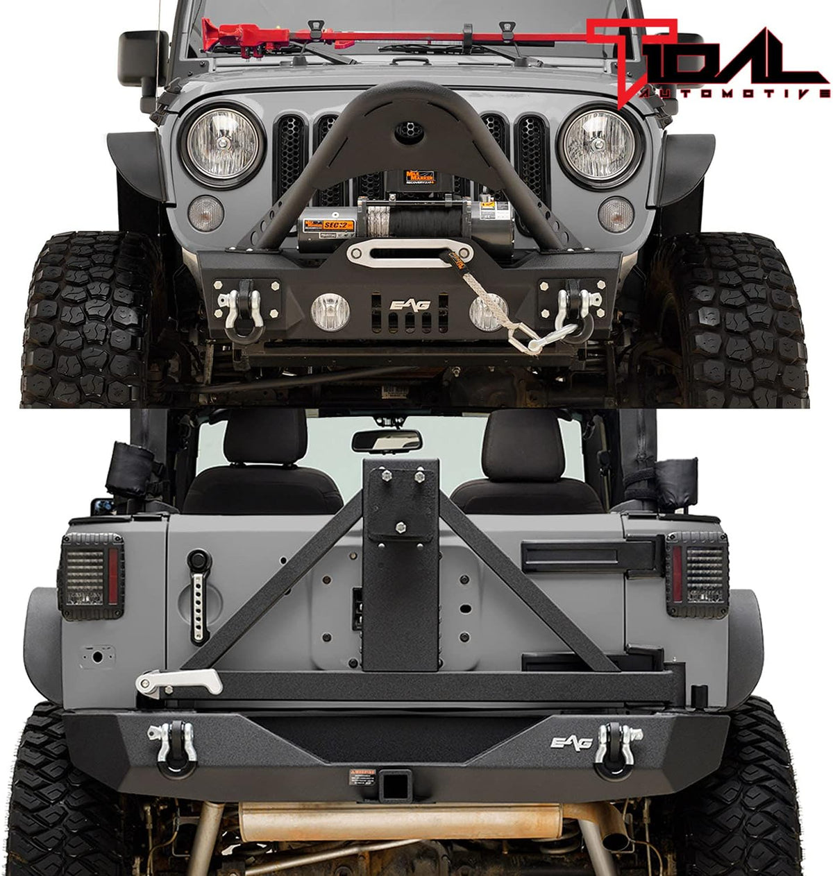 Front and Rear Bumper with Tire Carrier H100