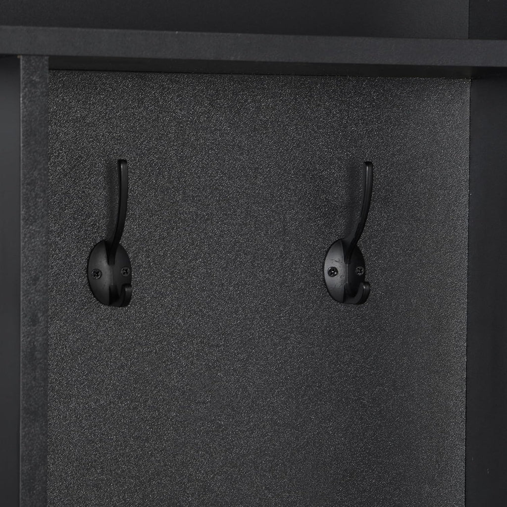 Black Hall Tree with Storage Bench and 8 Hooks R737781