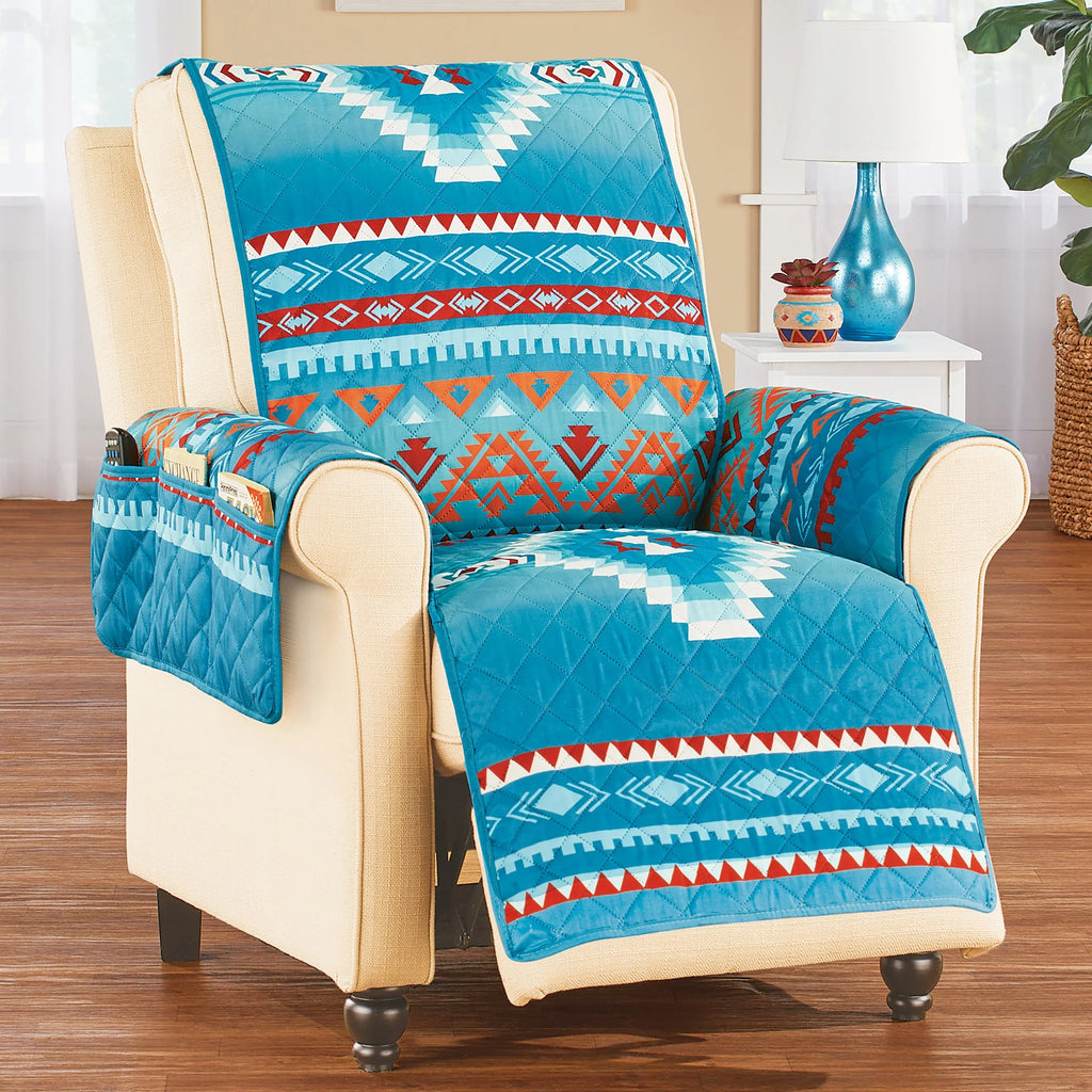 Quilted Turquoise Southwest Furniture Cover C4593