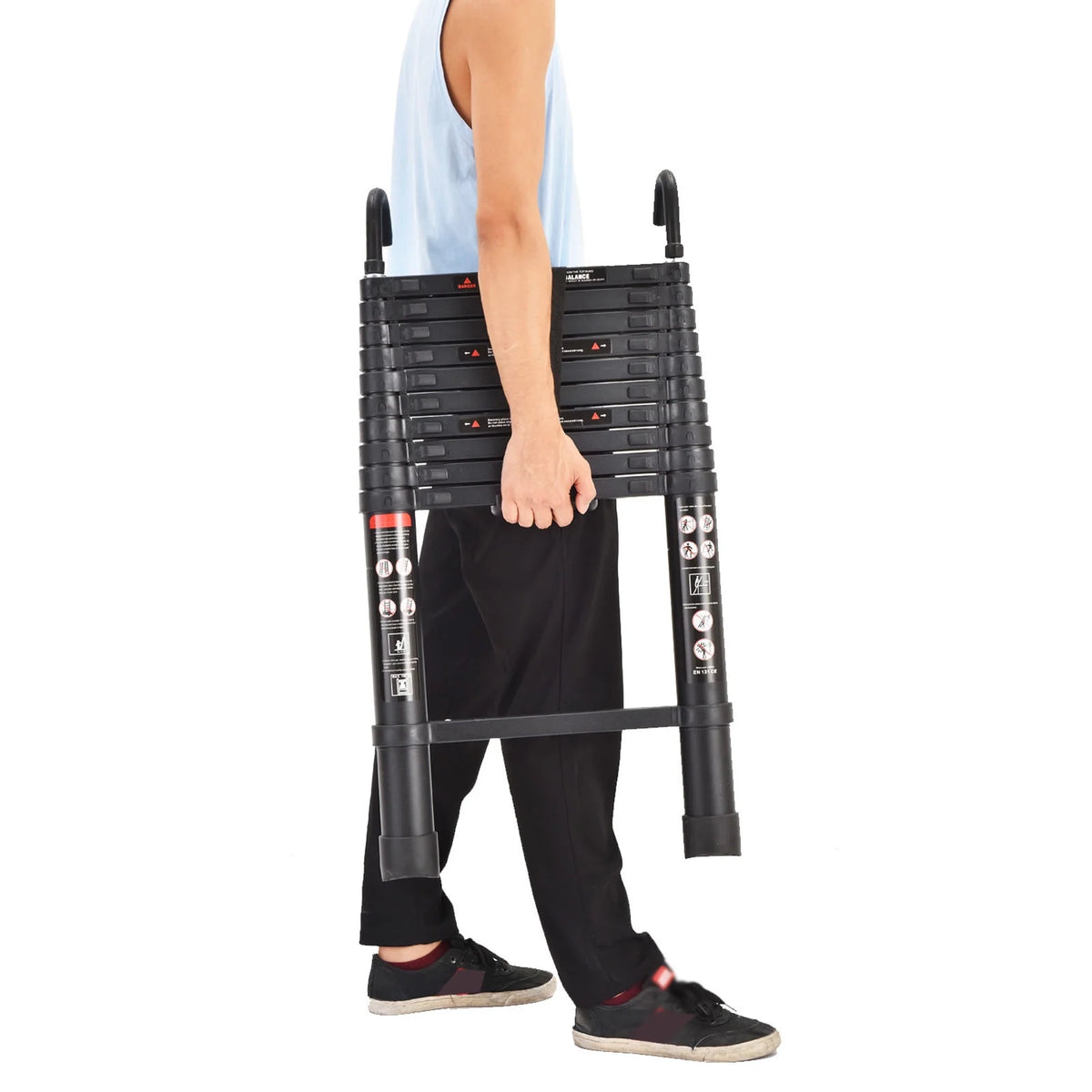 10.5ft Aluminum Extension Ladder with Anti-Slip Rubber Feet P902