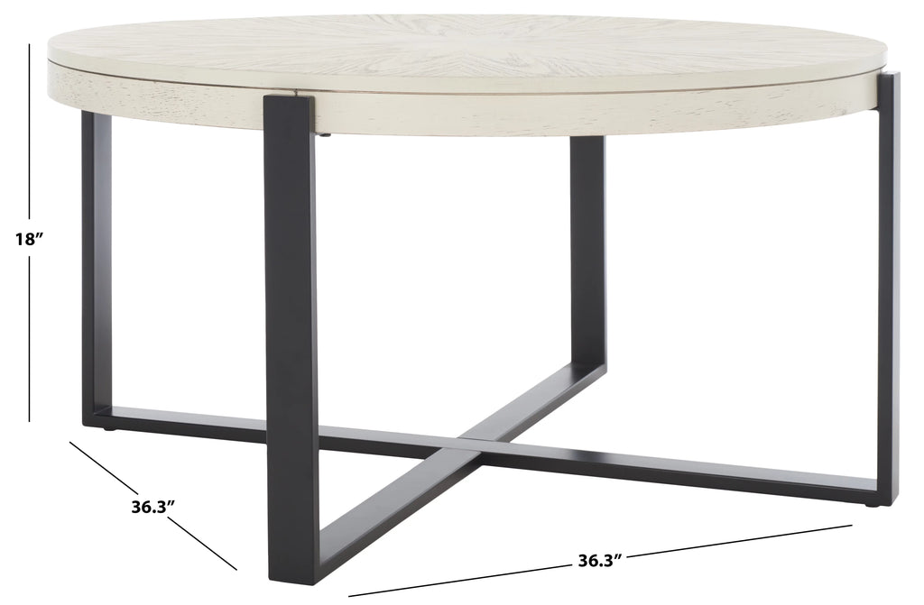 Round Coffee Table, White Wash Top/Black Legs P351