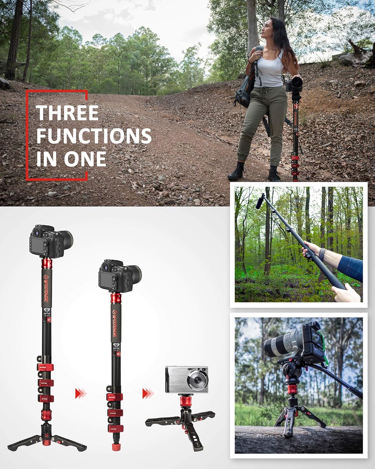 Carbon Fiber Camera Monopod Telescopic Video Monopod H884403
