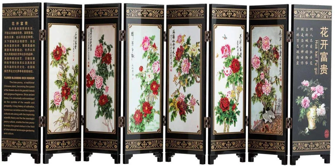 8-Panel Traditional Chinese Art Decorative Lacquerware Mini Divider J83034