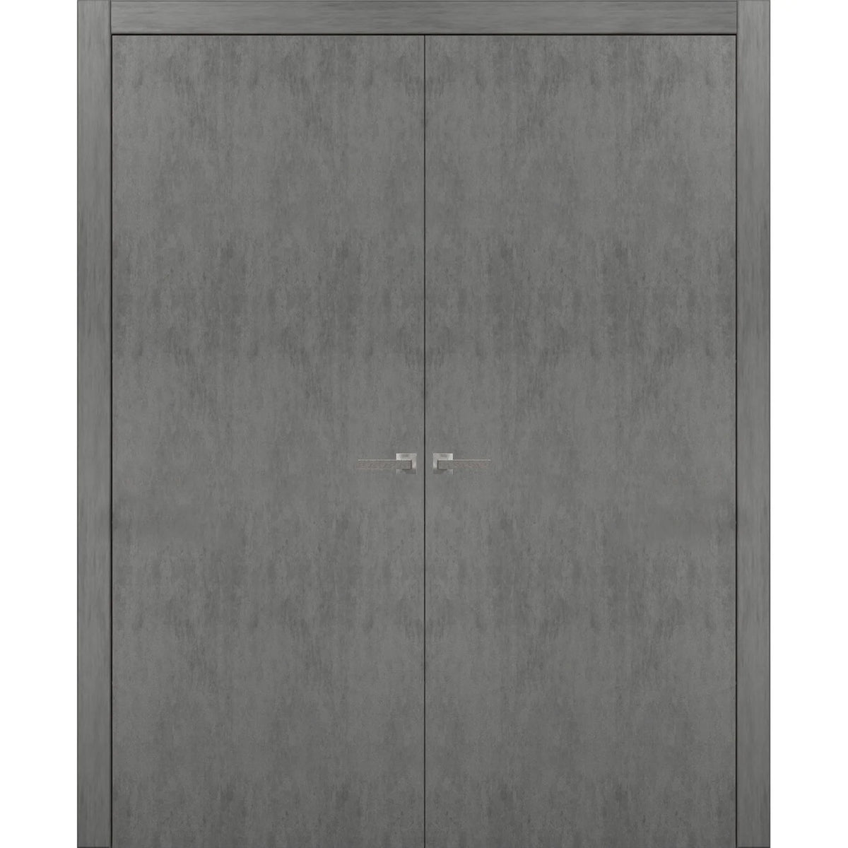 Solid French Double Doors with Wood Solid Panel Frame Trims W875222