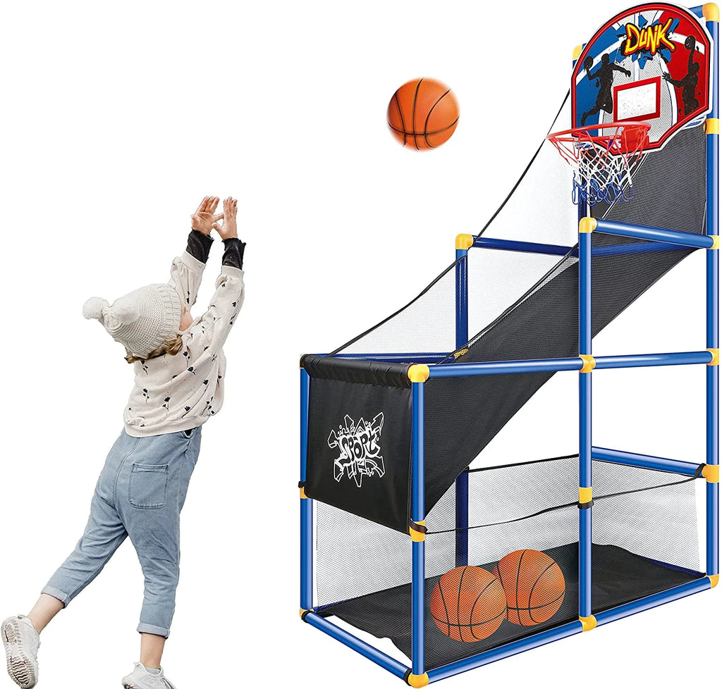 Kids Arcade Basketball Game Set with 4 Balls and Hoop V614729