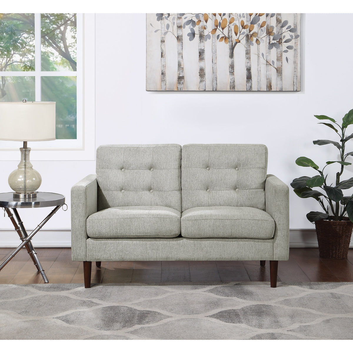 Cream Fabric 2-Cushion Loveseat L42968