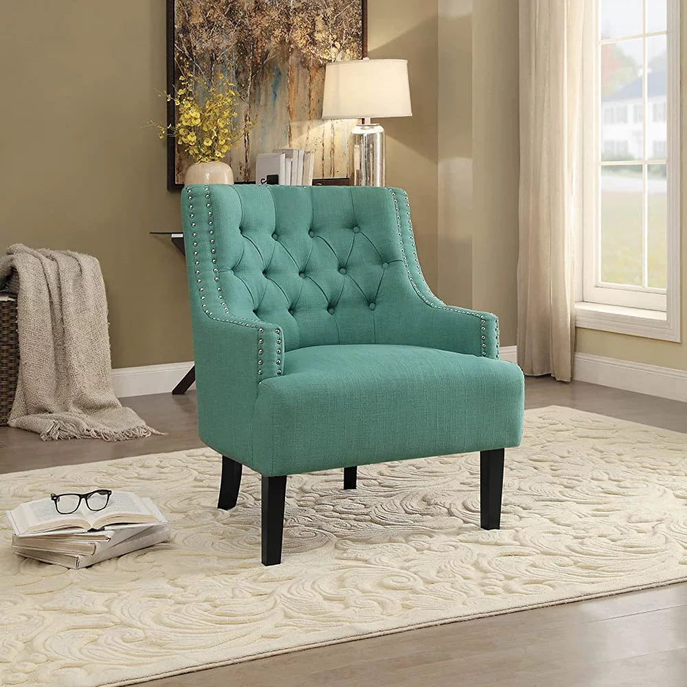 Teal Upholstered Tufted Accent Chair M7090
