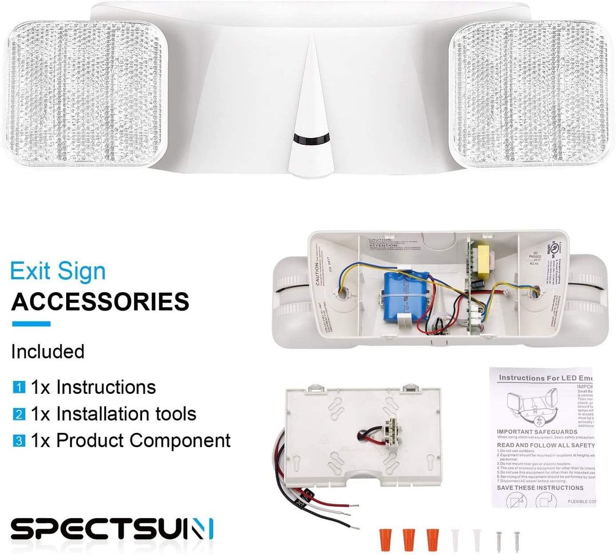 LED 4 Pack White Commercial Lighted Exit Signs with Emergency Lights K81162