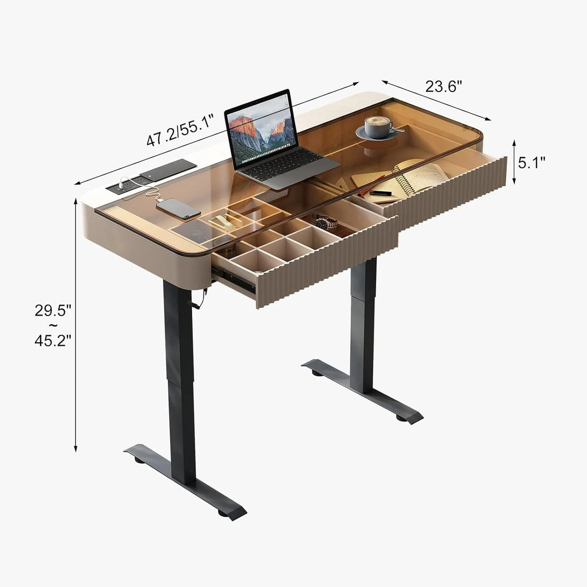Electric Standing Desk with Drawer V7342