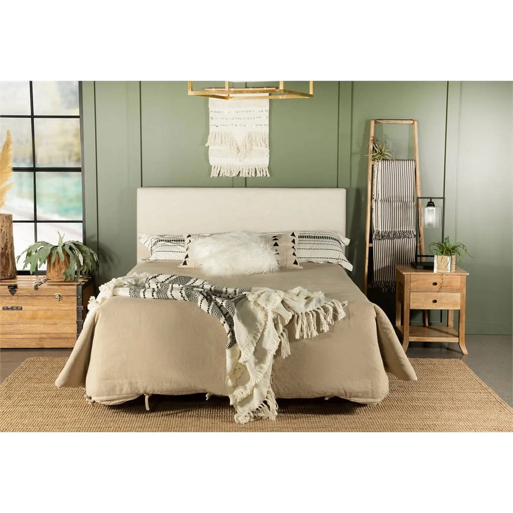 Sand Beige Fabric Upholstered King Headboard K9491