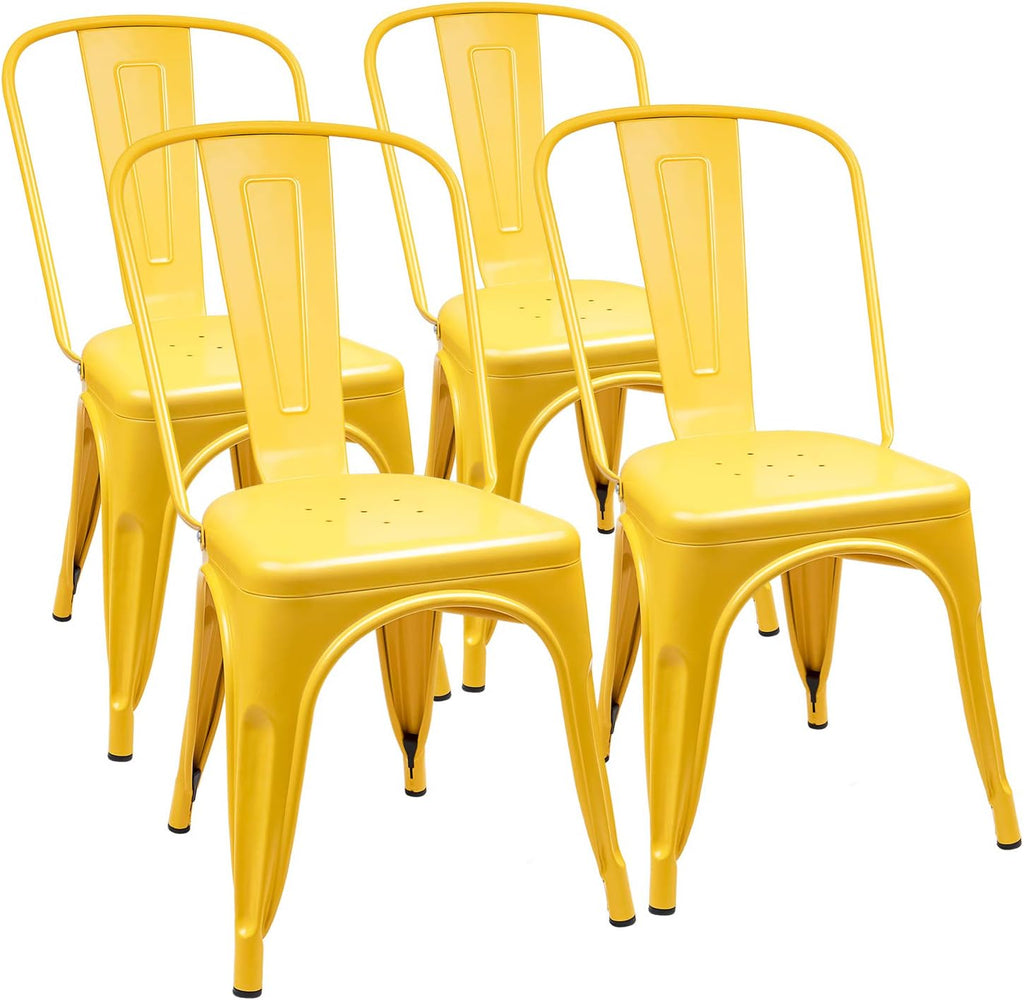 Metal Dining Chairs Set of 4 (Black) E108