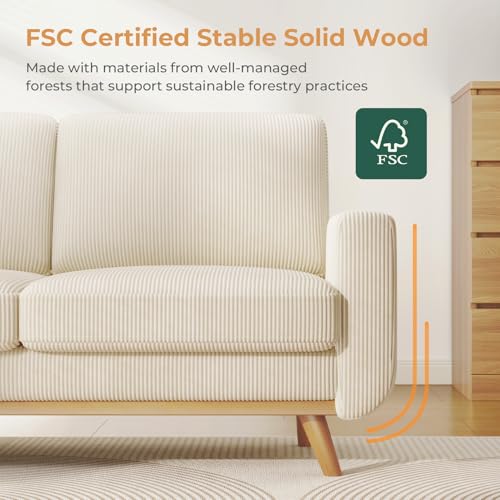 Beige Corduroy Loveseat Sofa M2979