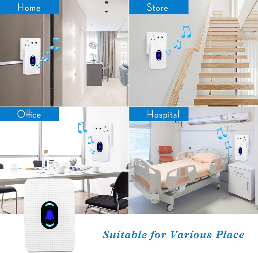 Elderly Call Button with 2 Receivers & 1 Waterproof Transmitters & 1 Doorbell T959230