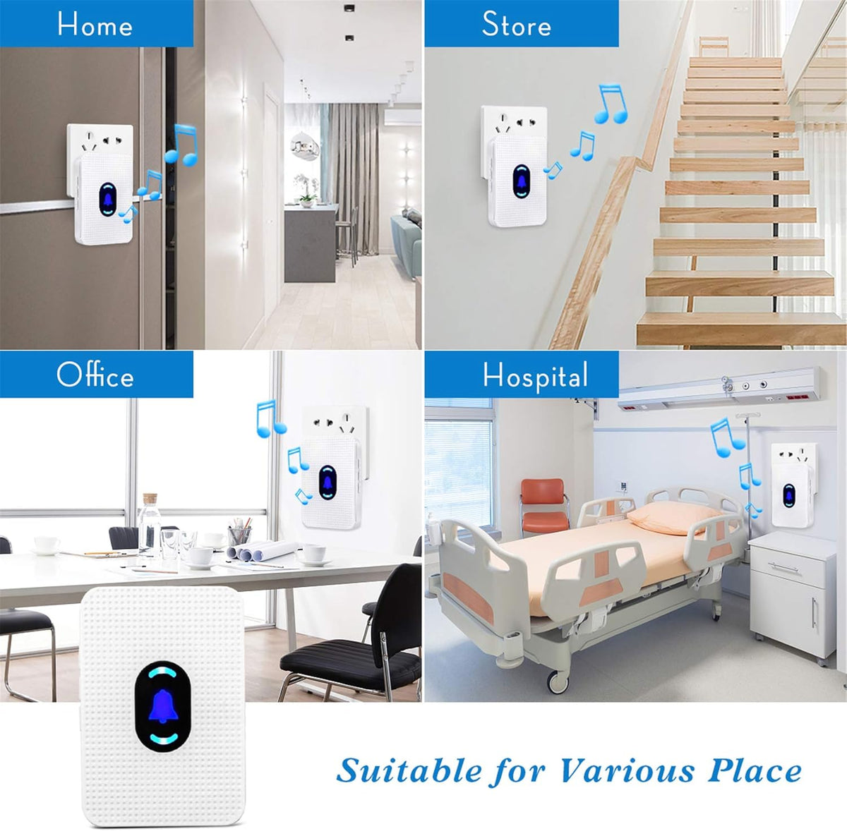 Elderly Call Button with 2 Receivers & 1 Waterproof Transmitters & 1 Doorbell T959230