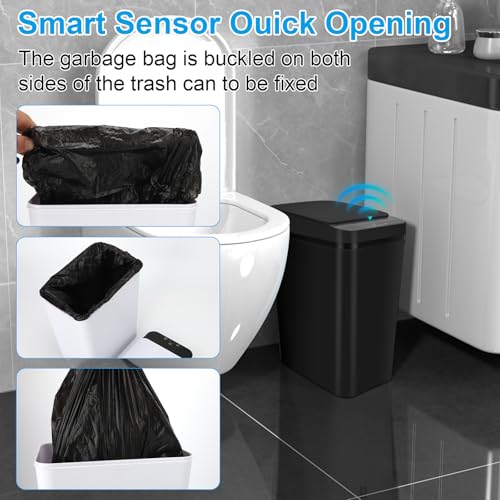 2 Pack 2.4 Gallon Black Touchless Trash Can D32825