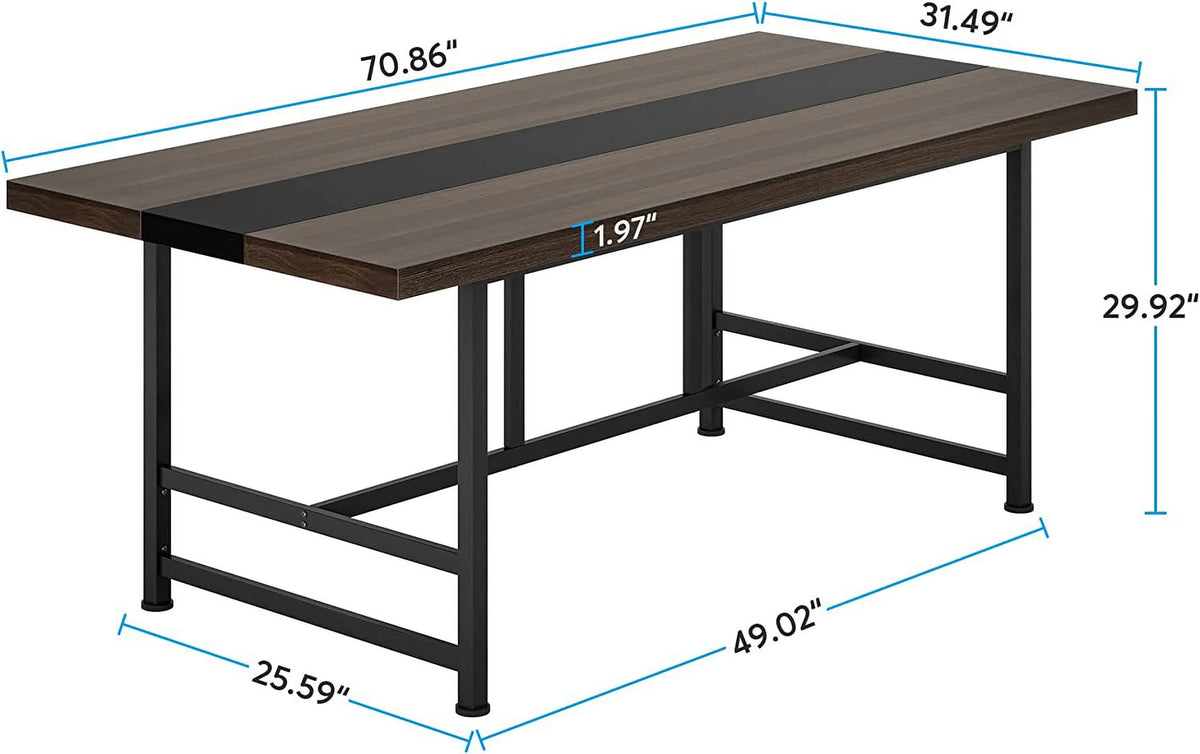 70 Inch Dark Grey Wood Dining Table I46922