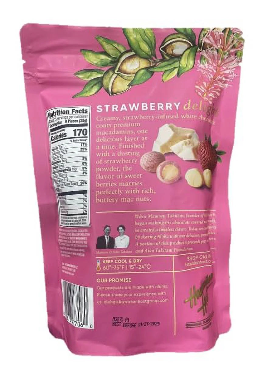 Strawberry And Cream Macadamias Chocolate 16 Oz J2043