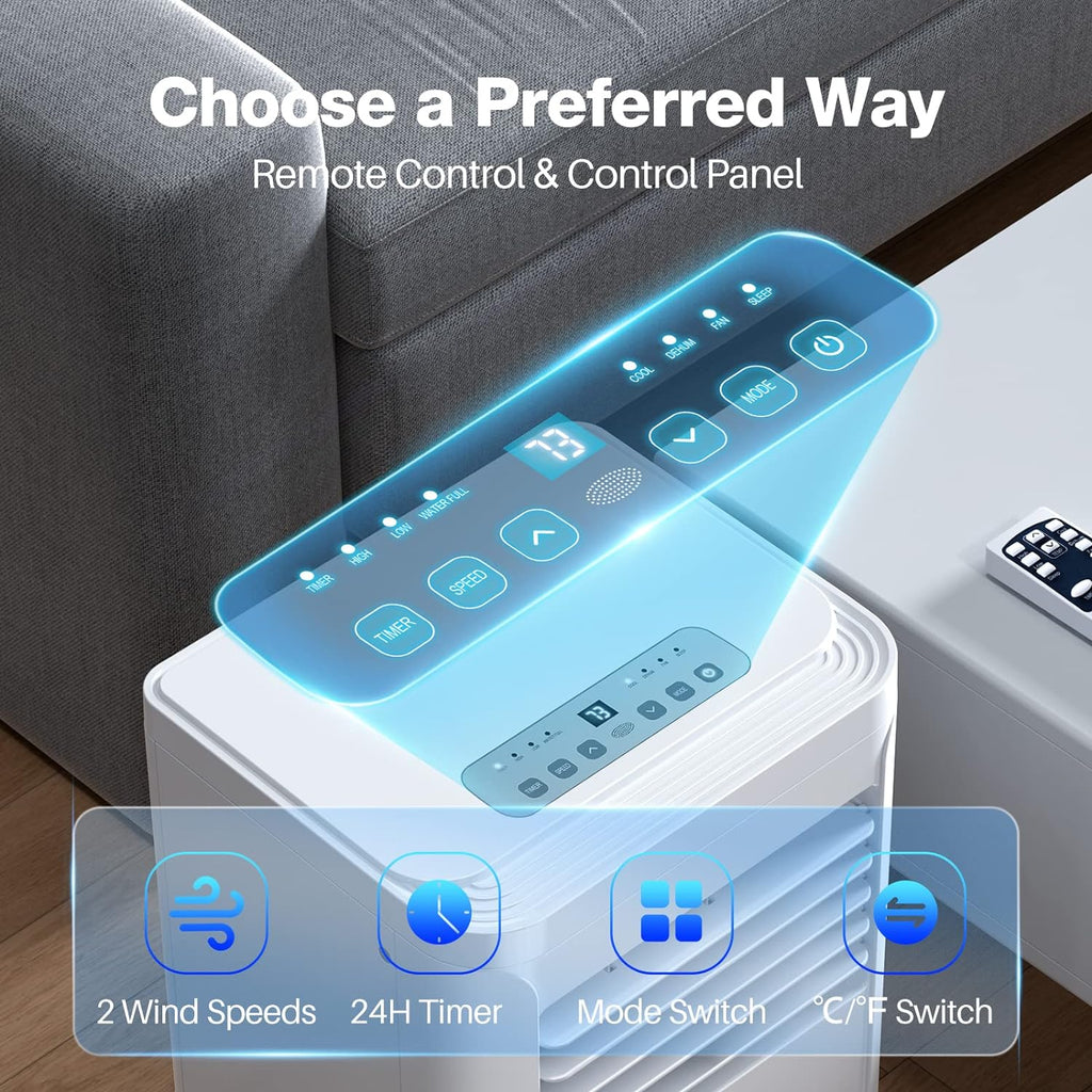 8000 BTU Portable AC Unit with Dehumidifier & Fan Modes, Remote Control, Window Mount Kit A823