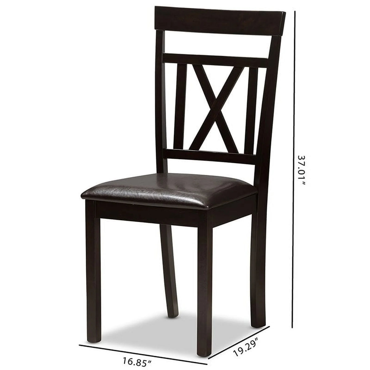 Dark Brown Faux Leather Dining Side Chair Set of 2 C84935