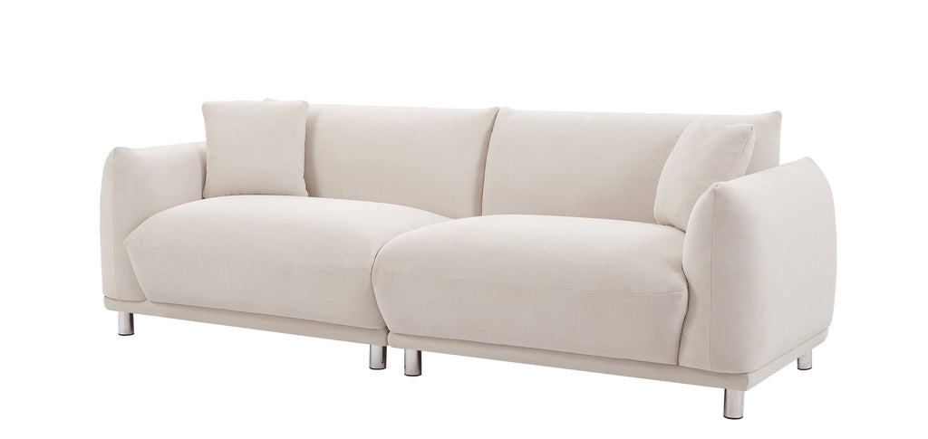 Beige 2 Seater Loveseat Sofa with 2 Pillows F21237
