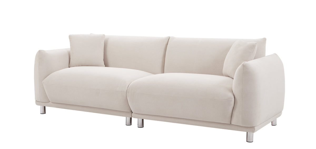 Beige 2 Seater Loveseat Sofa with 2 Pillows F21237