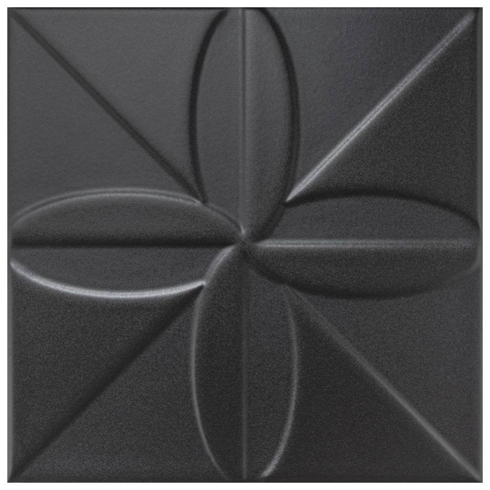 Black 7-3/4 in. x 7-3/4 in. Ceramic Wall Tile G76036